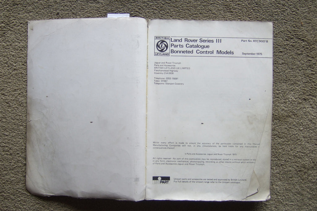 Land Rover Series 3 Parts Catalogue Nelson Merchants