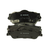 Two pads stacked face-to-face out of the box, backing-plate face visible with Bosch logo and moulded markings '0 986 T11 500', '14008', '586', 'RB9595'