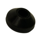 Oblique top-side angle showing asymmetric dome profile and circular bore opening; minor surface dust consistent with storage age.