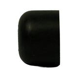 Side profile view showing the asymmetric dome-and-collar shape; left edge has a raised lip/bead ridge consistent with a snap-fit groove for seating over a wheel cylinder body; right side shows smooth rounded crown