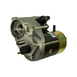 Three-quarter view from drive-side showing full starter body profile; motor label on black housing reads STR-6160K 24V 4.5KW; gold zinc-plated copper motor can visible at right; drive assembly not shown.