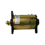 Front-centre view showing the drive-end face and shaft. EFFA label clearly readable: 06000, 0.9CV-11A 12V, Rotation CW, No.: A7. Spade/bracket-style mounting foot visible at bottom. Body has minor surface oxidation typical of long shelf storage.