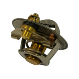 Inverted three-quarter view showing the lower spring cage, secondary brass valve and copper rivet, with full mechanism visible
