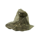 Side/profile view of the bagged pump showing the full cast housing silhouette, inlet neck at top and mounting flange footprint