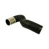 Angled view of larger-bore end of hose with full Mackay Automotive logo label visible, showing 'Replaces OEM Number / 4[...]49' and website. Small white tag/tie also visible at the large-bore opening. Body embossed 'MADE IN AUSTRALIA'.