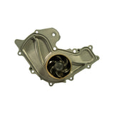 Reverse (engine-mating) face showing cast impeller blades and circular seal ring area with tan/gold-coloured sealing compound or gasket contact surface visible; code 'HQ-25' or similar cast into body