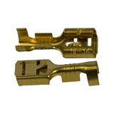 Same pair rotated to show the receptacle end and the serrated wire-grip barrel, '16-14' stamping visible on the side