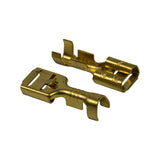 Angled pair showing the flared wire-insulation grip tabs and the formed receptacle housing
