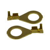Two terminals shown in three-quarter top view, highlighting the serrated insulation-grip and wire-barrel teeth inside the open crimp wings