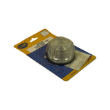 Three-quarter front-right view from lower angle emphasising dome height and black rubber perimeter seal on base. Instruction sheet partially visible.