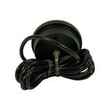 Rear of lamp (base/mounting face up). Flat circular black base with central mounting bolt/stud. Cable routing visible. Cable jacket marked '4 x 0.75mm2 RVSS PBF' indicating four-conductor 0.75mm² rubber-insulated automotive cable.