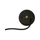 Rear label on lamp base. Moulded Hella oval logo at top. Text reads: 'Made in New Zealand / LED Multi-flash Signal Lamp / Multivolt 9-33VDC 5W'. Approvals shown: IP69, DS 135, CE mark. Wiring colour code table on housing: White=Negative(-), Red=Steady ON(+), Blue=Program Flash(+), Brown=Sync. P69 P6K7 rating notation visible. Central bolt and cable grommet clearly shown.