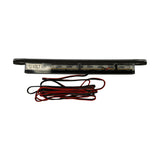 Underside/profile view showing slim recess-mount black base, internal PCB label reading '12 VOLT', and the 2.5-metre coiled twin-core supply cable