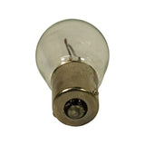 End-on view of the base showing a single central solder contact dot, indicating a single-contact BA15s pattern
