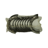 Side view of the sealed bearing pack showing all shells lined up in profile, bright steel backs with darker overlay on the inside faces, factory plastic wrapping intact