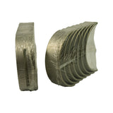Comparison view — centre thrust (flanged) main bearing on the left, standard journal bearings on the right, all in original clear wrap