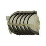 Side view of the shrink-wrapped bearing stack showing the full set grouped together with a small retention strap at the top