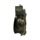 Side profile of the bearing stack still in factory plastic, showing the smooth machined outer face and packaging seam