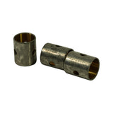 Three bushes arranged showing axial split seam, oil hole through sidewall, and PB-2401-STD NDC part stamp across the body