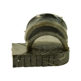 Side profile of the shrink-wrapped stacked bearing shells, outer steel backs visible with King 'AM' stamping along the parting edges