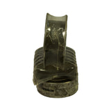 Flanged thrust main bearing stood upright on the stack, side thrust faces clearly visible above the parallel-wall shells