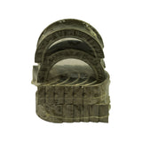 Front elevation of the wrapped bundle with thrust bearing stacked on top, multiple 040 size stamps visible along the lower shell edges