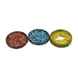 Flat top-down view of all three wrapped ring bundles side by side — 1st, 2nd, and oil — wrapper printing clearly legible on each
