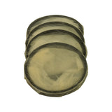 Top-down angled view of the four wrapped ring bundles showing waxed paper inner wrap and circular ring profile through the plastic