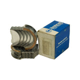 Blue and white Vandervell Engine Bearings box sat alongside the shrink-wrapped bearing set, showing Vandervell Ltd Maidenhead Berkshire England branding and side-panel dealer label