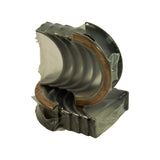 Stacked view of full set in packaging showing all bearing shells nested together with the flanged thrust main and copper bearing layer visible