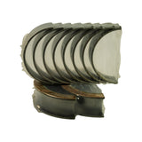 End-on view of the shell stack and flanged thrust halves, showing the curvature and the locating tabs on each shell