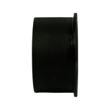 Side/profile view of tensioner pulley showing the stepped cylindrical body. Larger outer flange visible on the right side, smooth black outer housing with no visible markings. No mounting bracket — bare pulley bearing only.