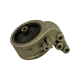 Oblique three-quarter view from rubber-face side, showing depth of the cylindrical cup and the three-stud bracket cluster on the right side. Housing shows 'TENACITY' embossed text. Rubber element condition appears new — no cracking or deformation.