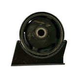 Front-face view of the mount looking directly into the circular rubber element; central steel sleeve with through-bore visible; partial markings on rubber surface.