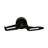 Rear view of tensioner showing central bolt stub and slotted bracket arms from behind
