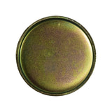 Flat top-down view of concave (reverse) face showing recessed seating rim around full circumference; zinc-chromate finish with moderate rust discolouration throughout; no markings visible