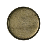 Flat top-down view of concave (reverse) face showing recessed seating rim around full circumference; same dull grey-green finish with uniform surface oxidation; no markings visible