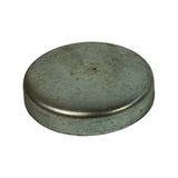 Three-quarter angled view of convex face showing dome profile and rim depth; uniform matte silver-grey finish throughout; no markings visible