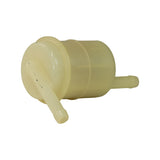 Three-quarter opposite-side view with part number side facing away; closed domed end cap with one nipple visible, cylindrical mid-body with circumferential groove detail