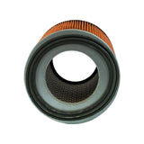 Top-down view looking into the filter, showing the central circular bore, galvanised inner support mesh and sealing lip