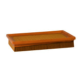 Low-angle side-on view showing full filter profile, pleat stack, and continuous urethane sealing rim