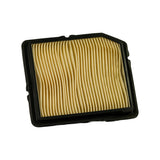 Angled three-quarter view of filter laid flat, highlighting pleat depth and the moulded sealing gasket profile around the perimeter