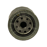 Mounting base end showing central threaded inlet port with ring of eight oil inlet holes and integrated rubber sealing gasket seated in the baseplate