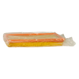 Edge-on profile showing filter depth, pleated yellow media against orange frame