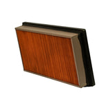 Side profile showing short-edge end cap and pleat depth across full length of element