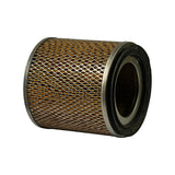 Side-on angle showing the open inlet end at right, rubber lip and internal conical inlet with centre hole visible, cylindrical mesh body extends left.