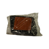Side/profile view showing filter thickness. Orange pleats and black surround visible. Confirms flat panel construction with moderate depth.