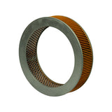 Three-quarter underside view showing pleated element depth, inner perforated screen, and clean metal sealing face