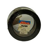 Top-down view showing the Autokit branded filter label with PART NO. U202/22 clearly printed and the 'Interchangeable with A201' sticker taped beneath