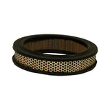 Oval element stood on its base, side-on view showing the full depth of the perforated metal outer cage and both top and bottom rubber sealing gaskets